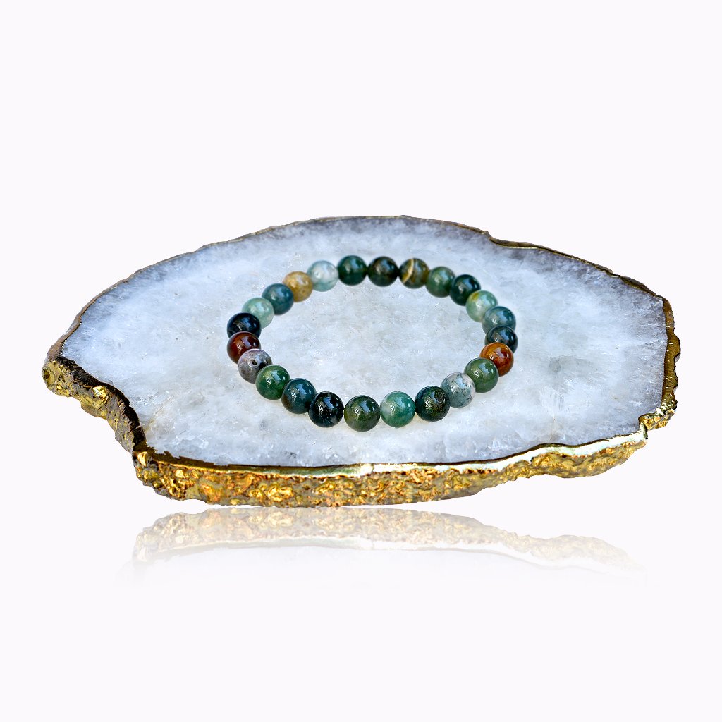 Handmade Indian Agate gemstone bracelet with 8 mm beads